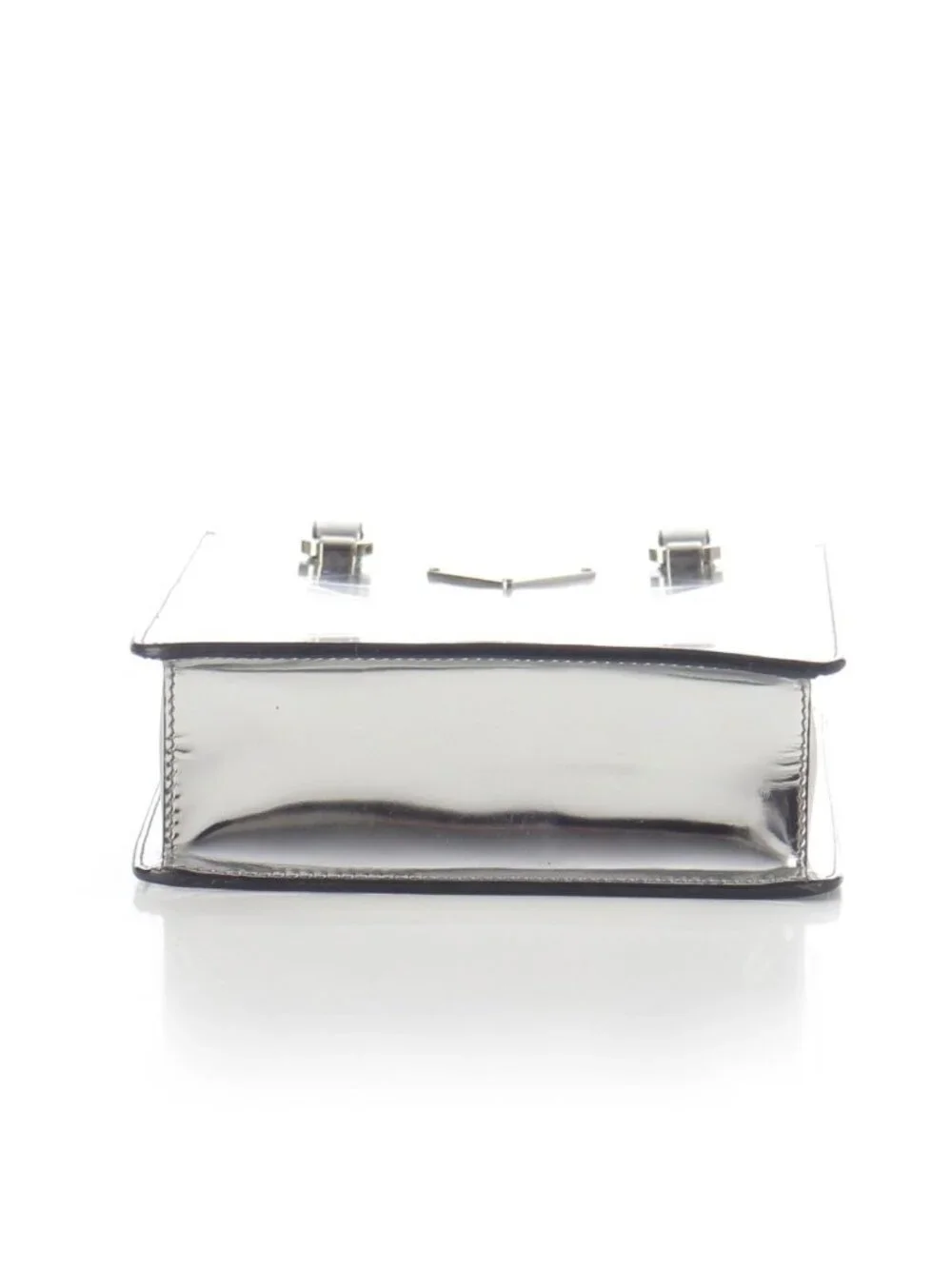 Prada Leather Triangle Logo Mini Chain Shoulder Bag Silver - Picture 6 of 10